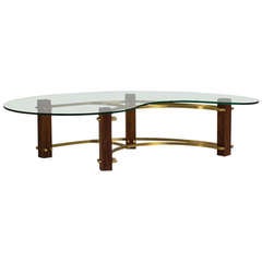A Biomorphic Brass and Wood Coffee Table 1950s
