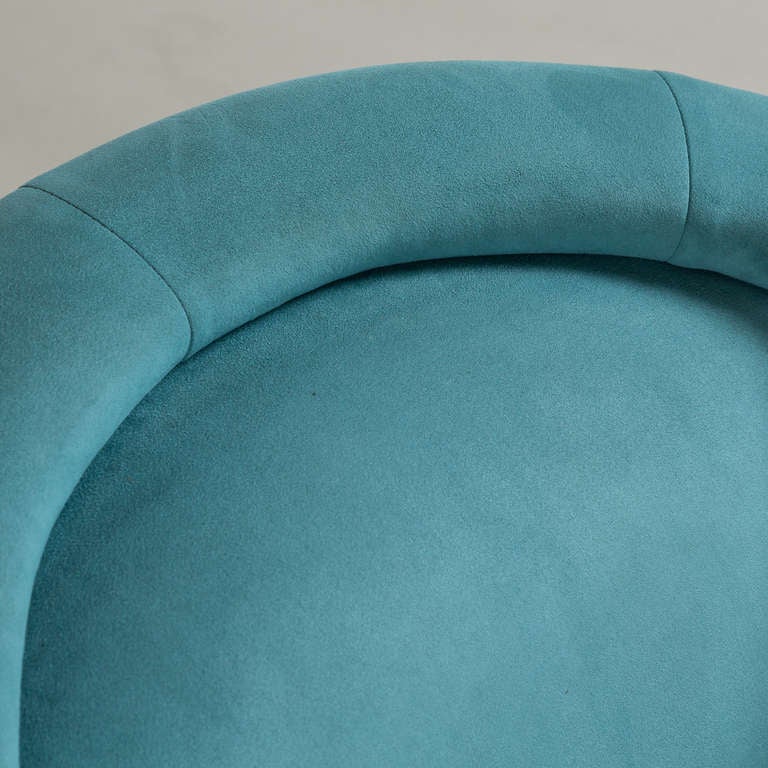 A Pair of Aqua Upholstered Openarm Lounge Chairs 1980s 3