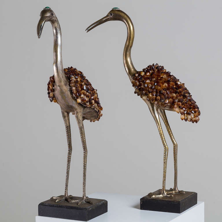 A Pair of Anthony Redmile Silver Plated Stork Sculptures 1960s In Good Condition In London, GB