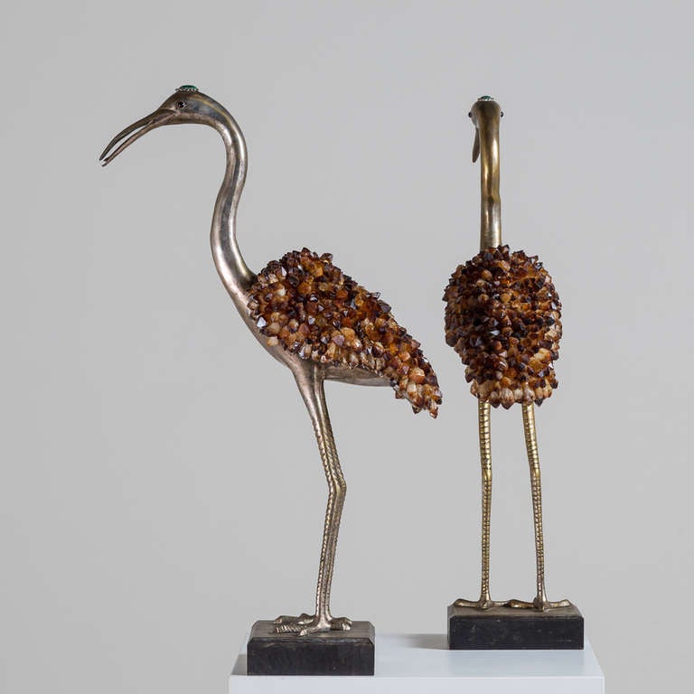 Mid-20th Century A Pair of Anthony Redmile Silver Plated Stork Sculptures 1960s