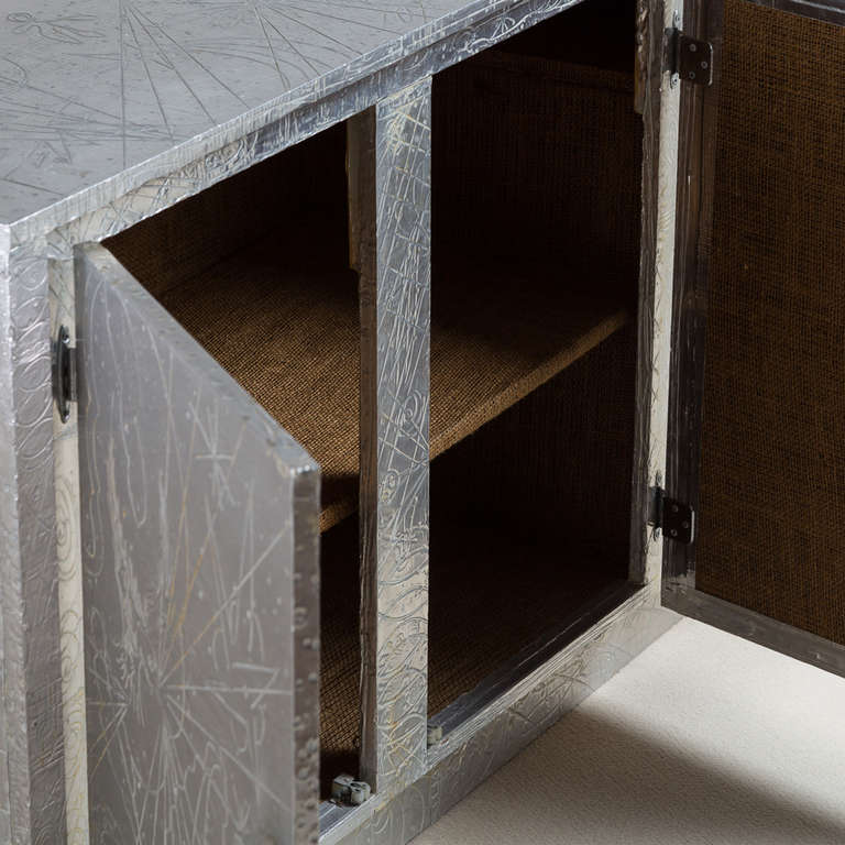 An Embossed Aluminium Wrapped Cabinet by Arenson 1975 In Excellent Condition In London, GB