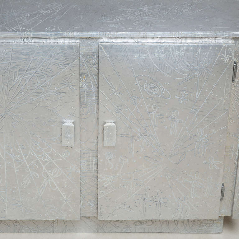 An Embossed Aluminium Wrapped Cabinet by Arenson 1975 2