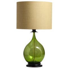 A Single Handblown Blenko Green Glass Table Lamp 1970s