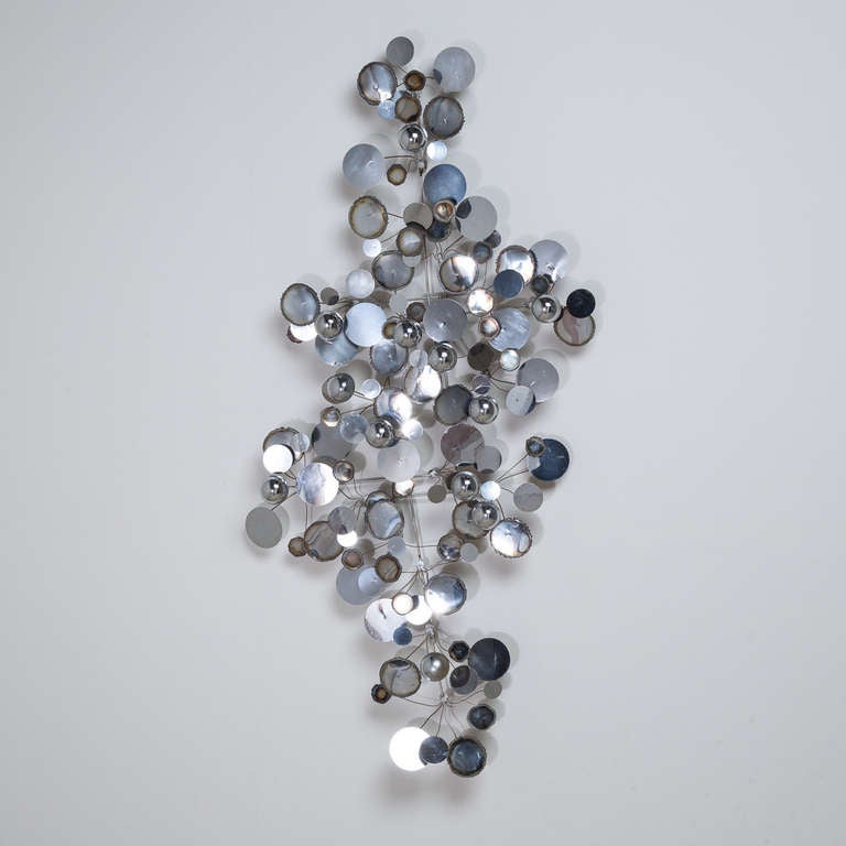 A Silver Curtis Jere Raindrops Wall Sculpture USA circa 1975 In Excellent Condition In London, GB