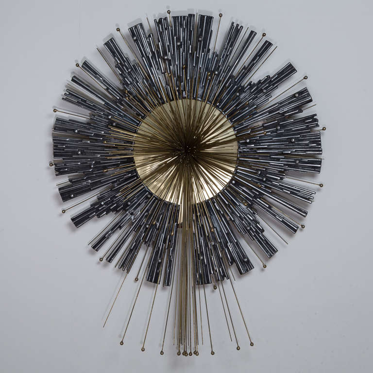 A Rare Aluminium and Brass Starburst Wall Sculpture by Curtis Jere