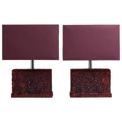 A Pair of Amber Resin Table Lamps 1960s