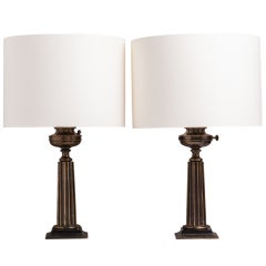 A Pair of Stiffel designed Bronze Column Table Lamps 1960s