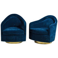 A Pair of Art Deco Inspired Swivel Tilting Armchairs 1960s