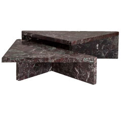 A 1970s Marble Two Part Triangular Shaped Coffee Table
