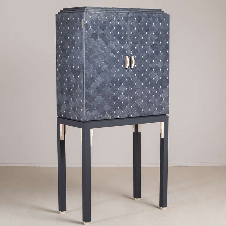 A Maitland Smith designed Shagreen and Stone Veneered Two Door Cabinet 1970s, Talisman Edition