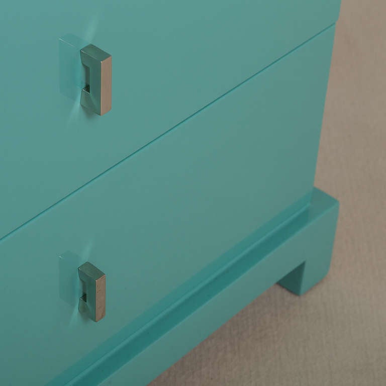 A Turquoise Lacquered American Twelve Drawer Cabinet 1950s 1