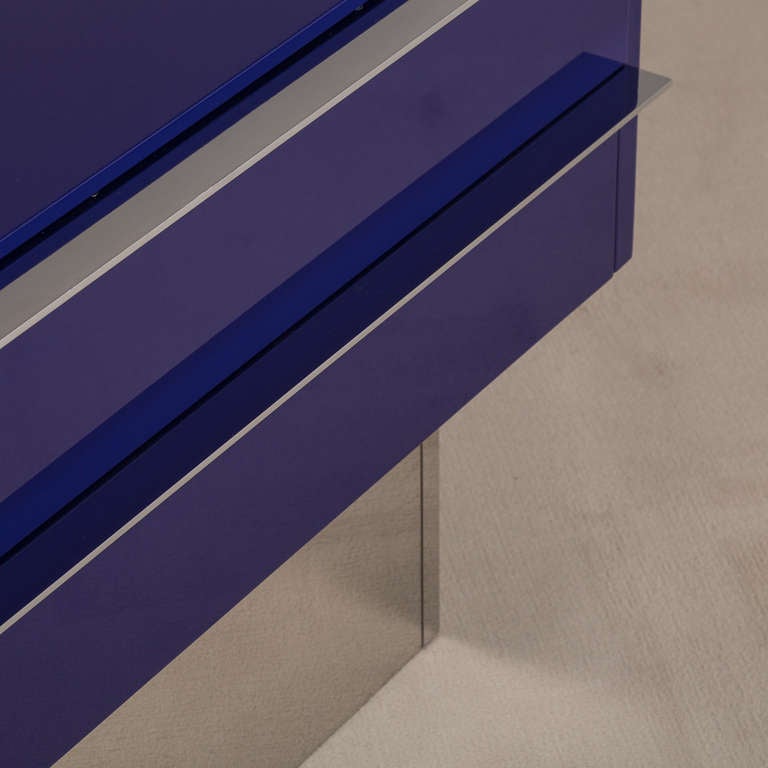 Late 20th Century Pair of Two-Drawer Lacquered and Steel Side Cabinets 1970s