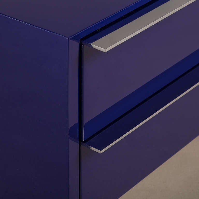 Pair of Two-Drawer Lacquered and Steel Side Cabinets 1970s In Excellent Condition In London, GB