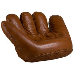 Large Leather Baseball Glove Sofa for Poltronova, 1970s