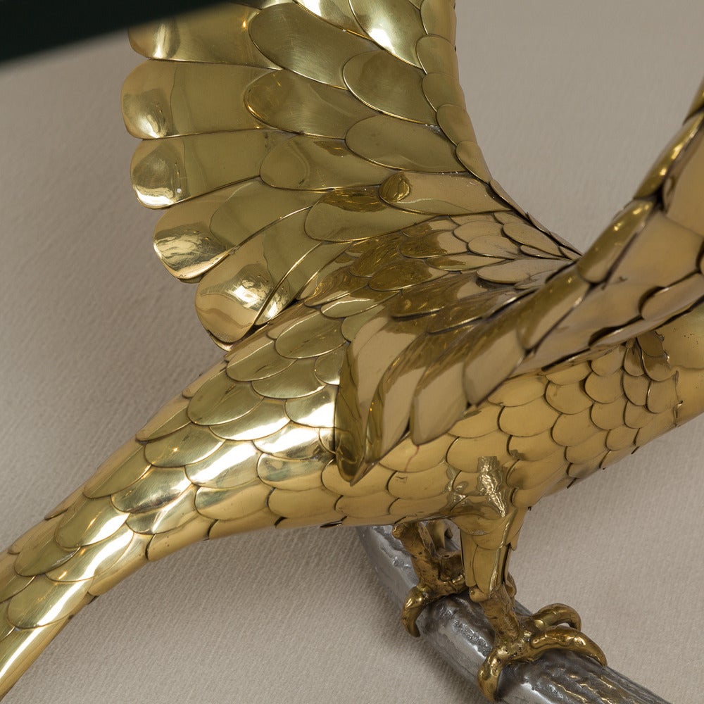 Alain Chervet Brass and Cast Bronze Eagle Based Table, 1980s In Excellent Condition For Sale In London, GB