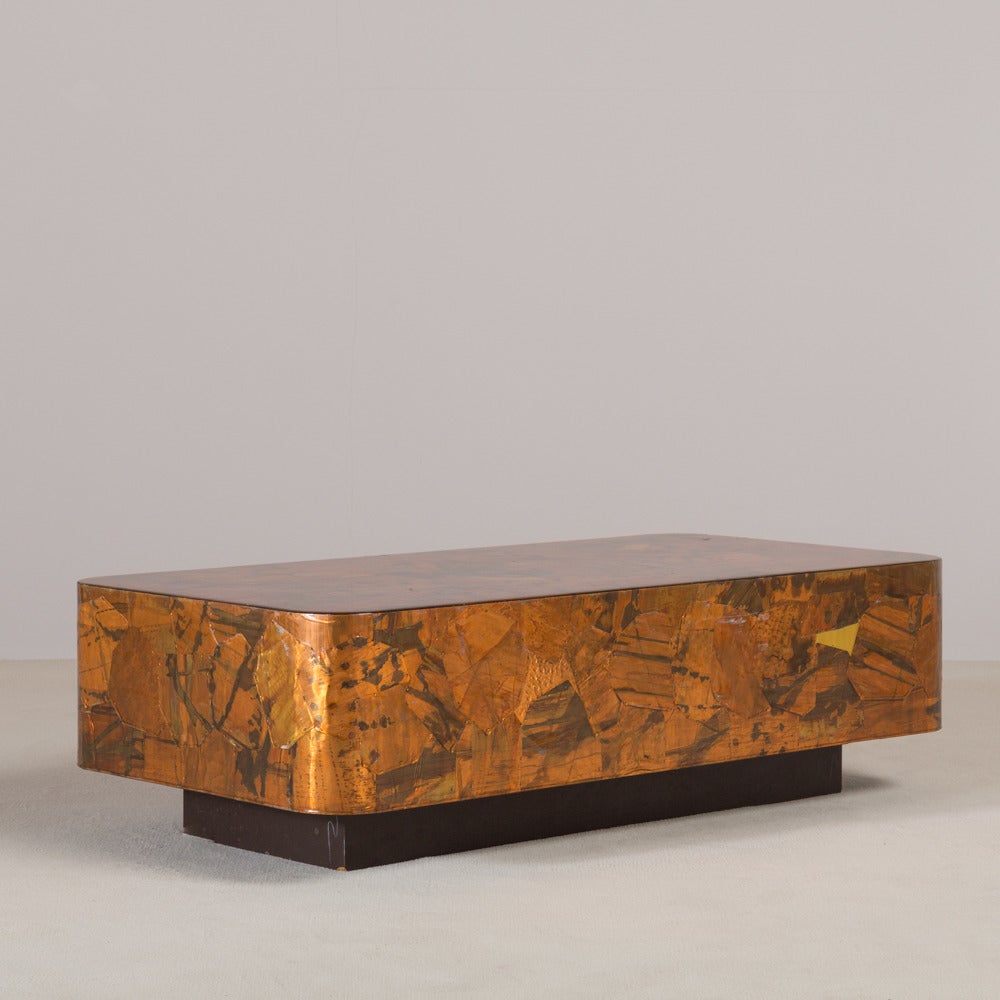 Superb Lacquered Copper Coffee Table, 1980s