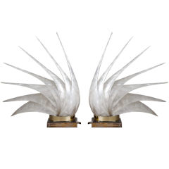 A Pair of Shell Shaped Rougier Designed Lamps Canada