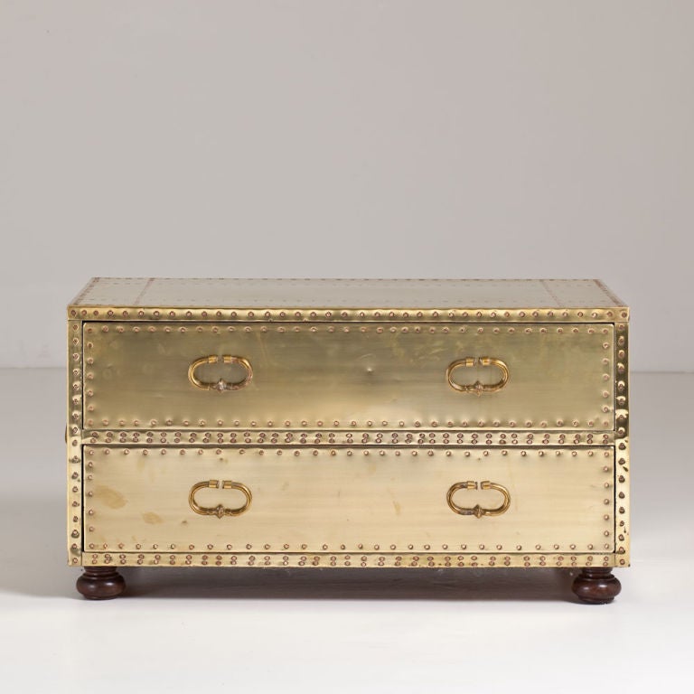 Mid-20th Century A 1960s Two Drawer Brass Chest