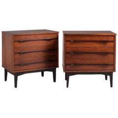 A Pair of 1950s Three Drawer Commode on Raised Leg