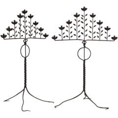 Pair of Late 20th French Wrought Iron Candelabras Pair of Late 20th French Wrought Iron Candelabras