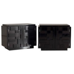 A Pair of 1950s Lane Designed Black Lacquer Side Cabinets