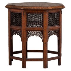 A Brass Inlaid Octagonal Shaed Indian Table