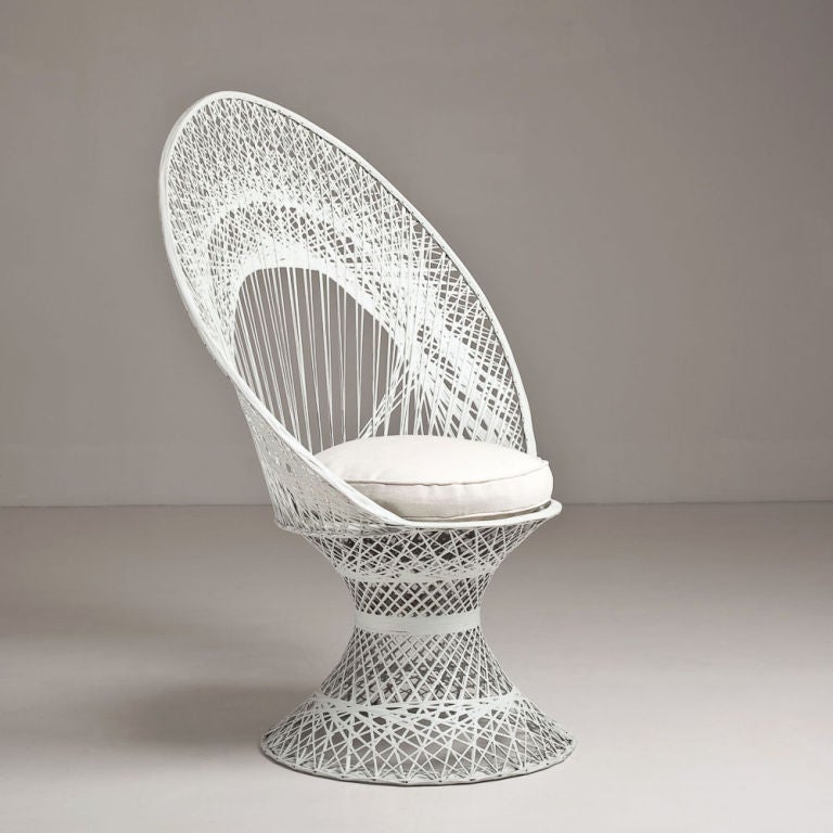 American A 1960s Spun Aluminium Fan Shaped Chair USA