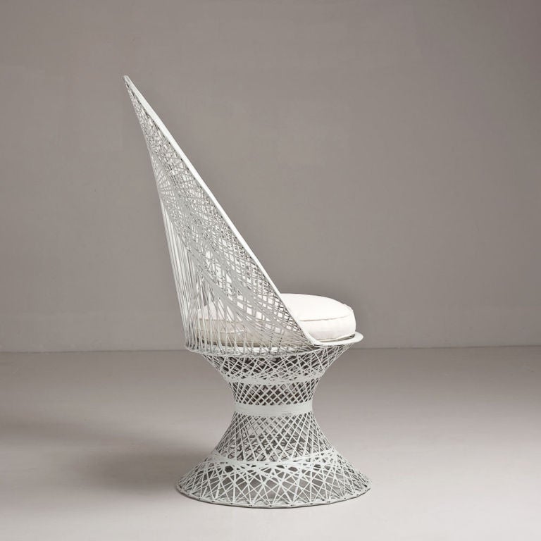 Mid-20th Century A 1960s Spun Aluminium Fan Shaped Chair USA