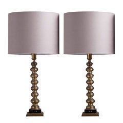 A Tall Pair of 1950s Asian Modern Style Table Lamps