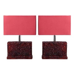 A Pair of 1960s Amber Resin Table Lamps