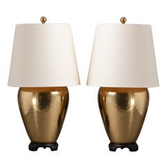 A Pair of 1960s Asian Modern Brass Table Lamps