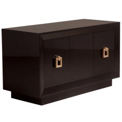 A Black Lacquered Two Door James Mont Attributed Sideboard