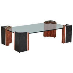 A Tessellated Stone and Glass Coffee Table by Maitland Smith 1980s