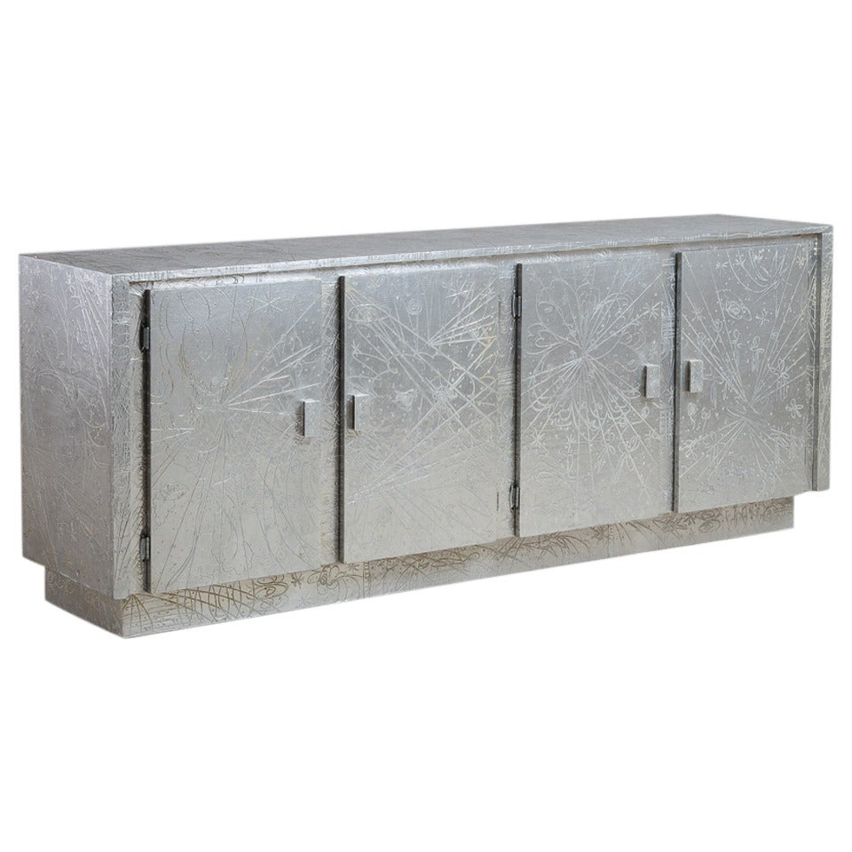 An Embossed Aluminium Wrapped Cabinet by Arenson 1975