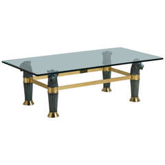 An Italian Patinated Monopodia Lion Coffee Table with Brass Detail 1980s