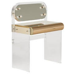 Italian Lucite and Mirrored Vanity Table, 1970s