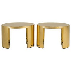 Pair of Polished Brass Wrapped, Oval Side Tables by Talisman Bespoke