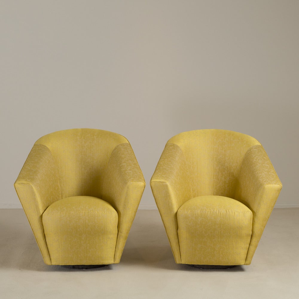 A Pair of Highback Swivel Tub Armchairs 1970s.
Fully Rebuilt and Reupholstered by Talisman