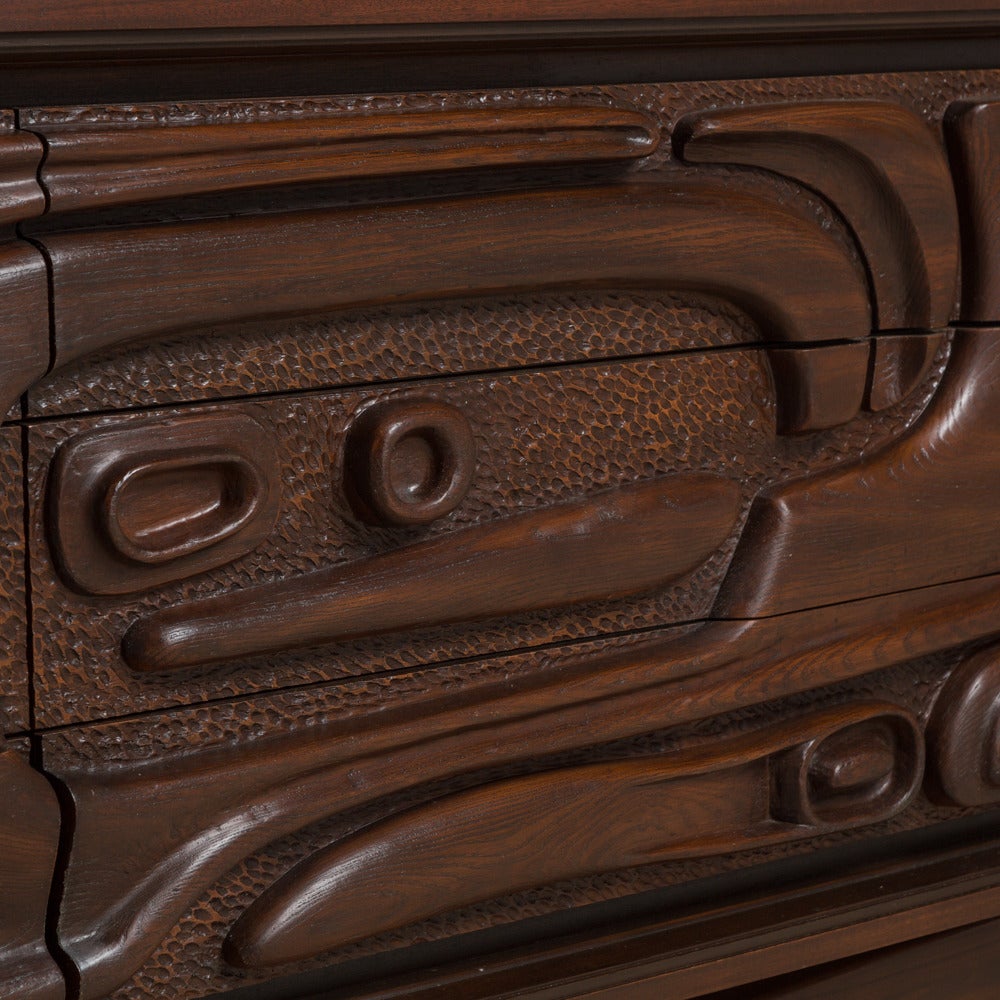 Wood Nine-Drawer Phillip Lloyd Powell Inspired Commode, circa 1971