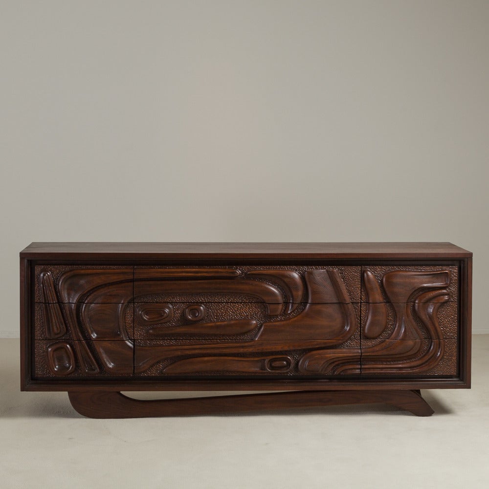 A Nine Drawer Phillip Lloyd Powell Inspired Wooden Commode dated 1971 
Featured in Mad Men TV Drama Series