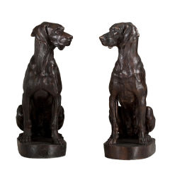 A Pair of Bronze Dogs