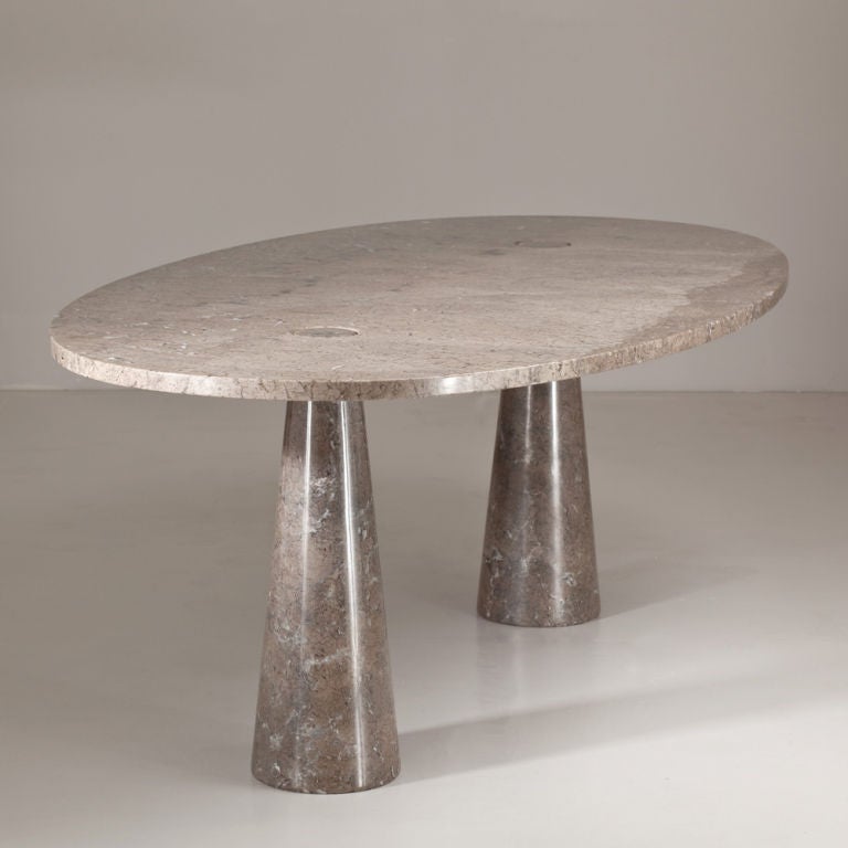 An Unusual Oval Marble Dining Table by Angelo Mangiarotti