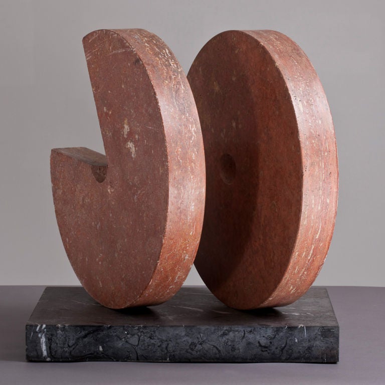 A stone and marble disc sculpture stamped Jaffe.

NB: These items are subject to a further discount over and above the trade when exported outside the EU of 10%.