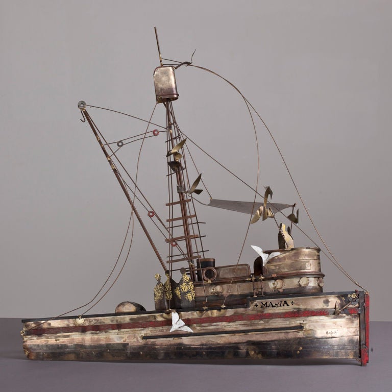 A Metal Boat Wall Sculpture titled 
