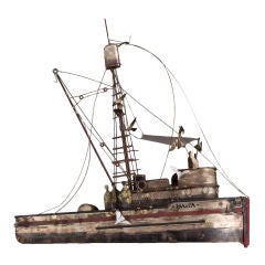 A Metal Boat Wall Sculpture titled "Maria" by Curtis Jere