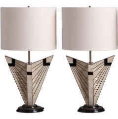 A Pair of 1980s Maitland Smith Stone Veneered Table Lamps