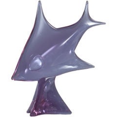 A Stunning Murano Lilac Glass Fish Sculpture signed