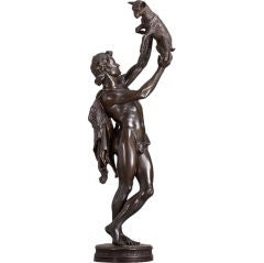 A 19th Century Bronze of a Shepherd Holding a Kid