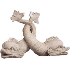 An English Stoneware Intertwined Pair of Dolphins ca.1850