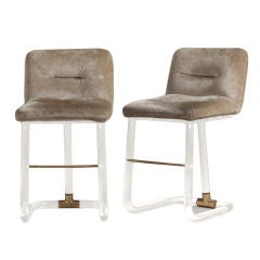 A Pair of Lucite Counter Stools by Lion in Frost